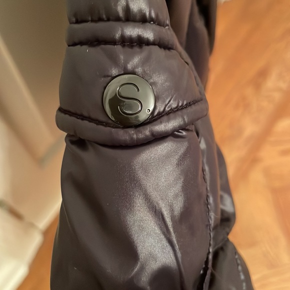 S13 black shiny duck down coat with belt - Picture 9 of 10